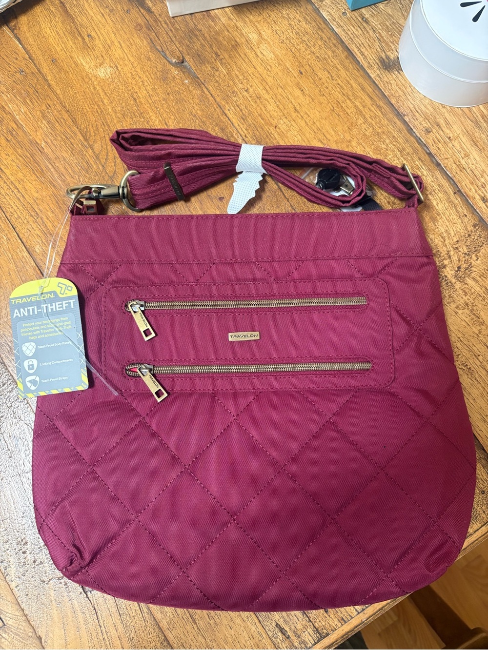 Travelon Quilted Crossbody Bag - Wine